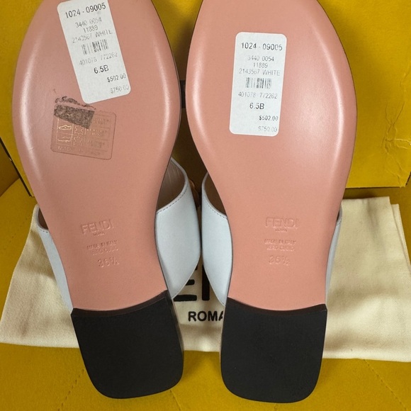 FENDI Sandals - Tong sandals Flat Studs leather white Size 6.5 - Picture 8 of 13